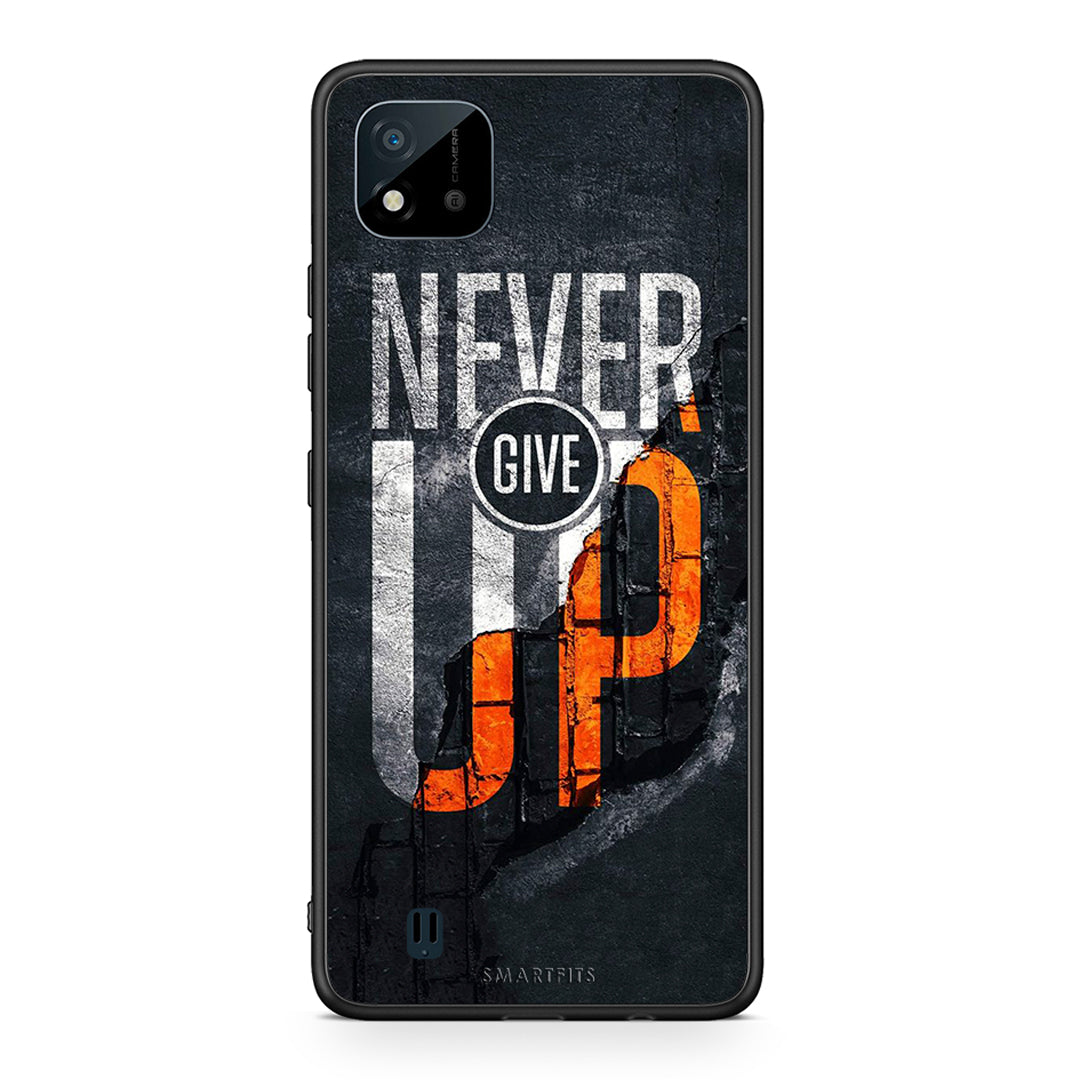Realme C11 2021 Never Give Up Θήκη Αγίου Βαλεντίνου από τη Smartfits με σχέδιο στο πίσω μέρος και μαύρο περίβλημα | Smartphone case with colorful back and black bezels by Smartfits