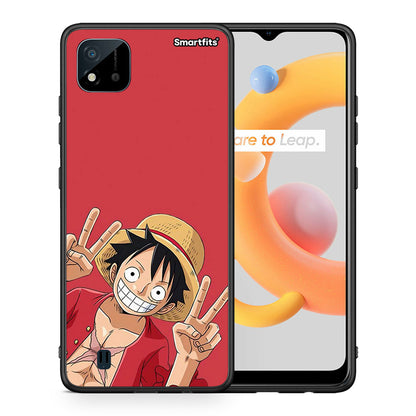 Θήκη Realme C11 2021 Pirate Luffy από τη Smartfits με σχέδιο στο πίσω μέρος και μαύρο περίβλημα | Realme C11 2021 Pirate Luffy case with colorful back and black bezels