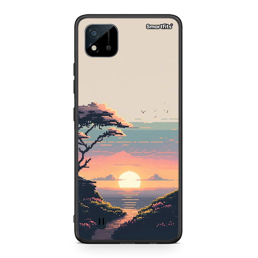 Realme C11 2021 Pixel Sunset θήκη από τη Smartfits με σχέδιο στο πίσω μέρος και μαύρο περίβλημα | Smartphone case with colorful back and black bezels by Smartfits
