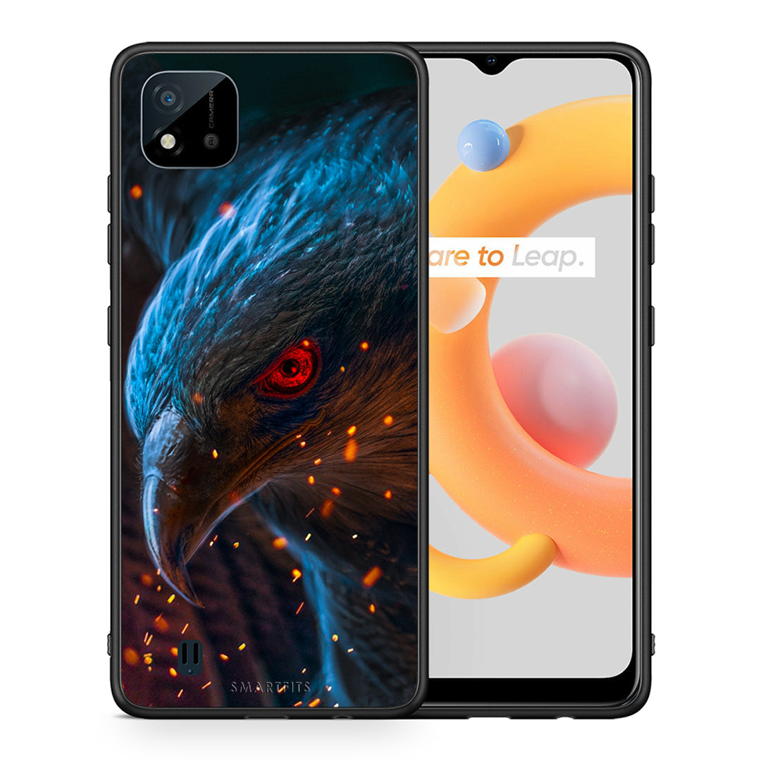 Θήκη Realme C11 2021 Eagle PopArt από τη Smartfits με σχέδιο στο πίσω μέρος και μαύρο περίβλημα | Realme C11 2021 Eagle PopArt case with colorful back and black bezels