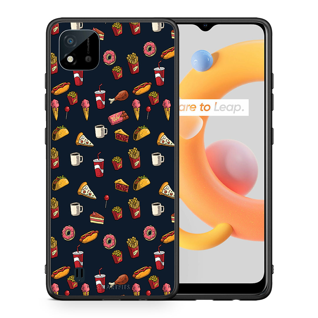 Θήκη Realme C11 2021 Hungry Random από τη Smartfits με σχέδιο στο πίσω μέρος και μαύρο περίβλημα | Realme C11 2021 Hungry Random case with colorful back and black bezels