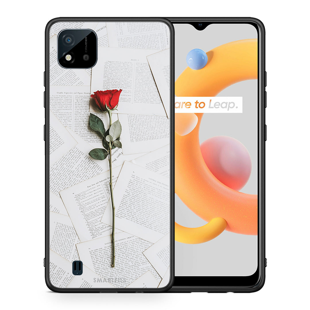 Θήκη Realme C11 2021 Red Rose από τη Smartfits με σχέδιο στο πίσω μέρος και μαύρο περίβλημα | Realme C11 2021 Red Rose case with colorful back and black bezels