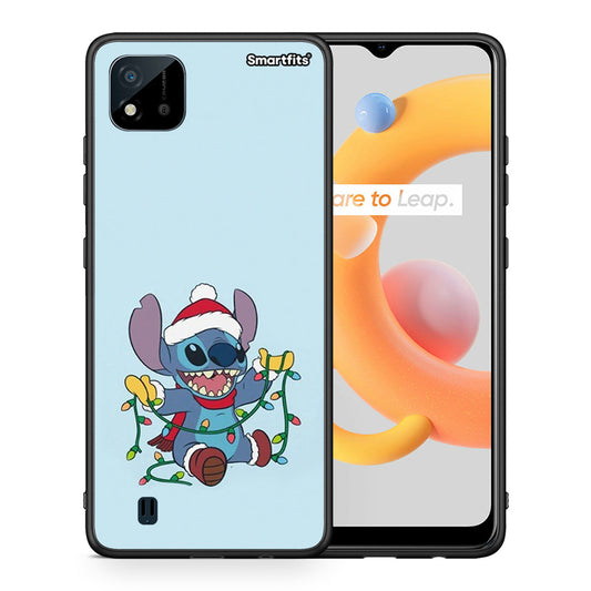 Θήκη Realme C11 2021 Santa Stich από τη Smartfits με σχέδιο στο πίσω μέρος και μαύρο περίβλημα | Realme C11 2021 Santa Stich case with colorful back and black bezels
