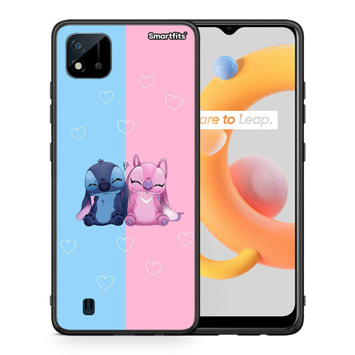 Θήκη Realme C11 2021 Stitch And Angel από τη Smartfits με σχέδιο στο πίσω μέρος και μαύρο περίβλημα | Realme C11 2021 Stitch And Angel case with colorful back and black bezels