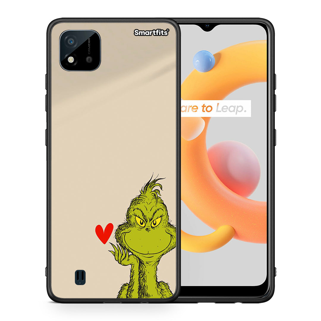 Θήκη Realme C11 2021 Xmas Grinch από τη Smartfits με σχέδιο στο πίσω μέρος και μαύρο περίβλημα | Realme C11 2021 Xmas Grinch case with colorful back and black bezels