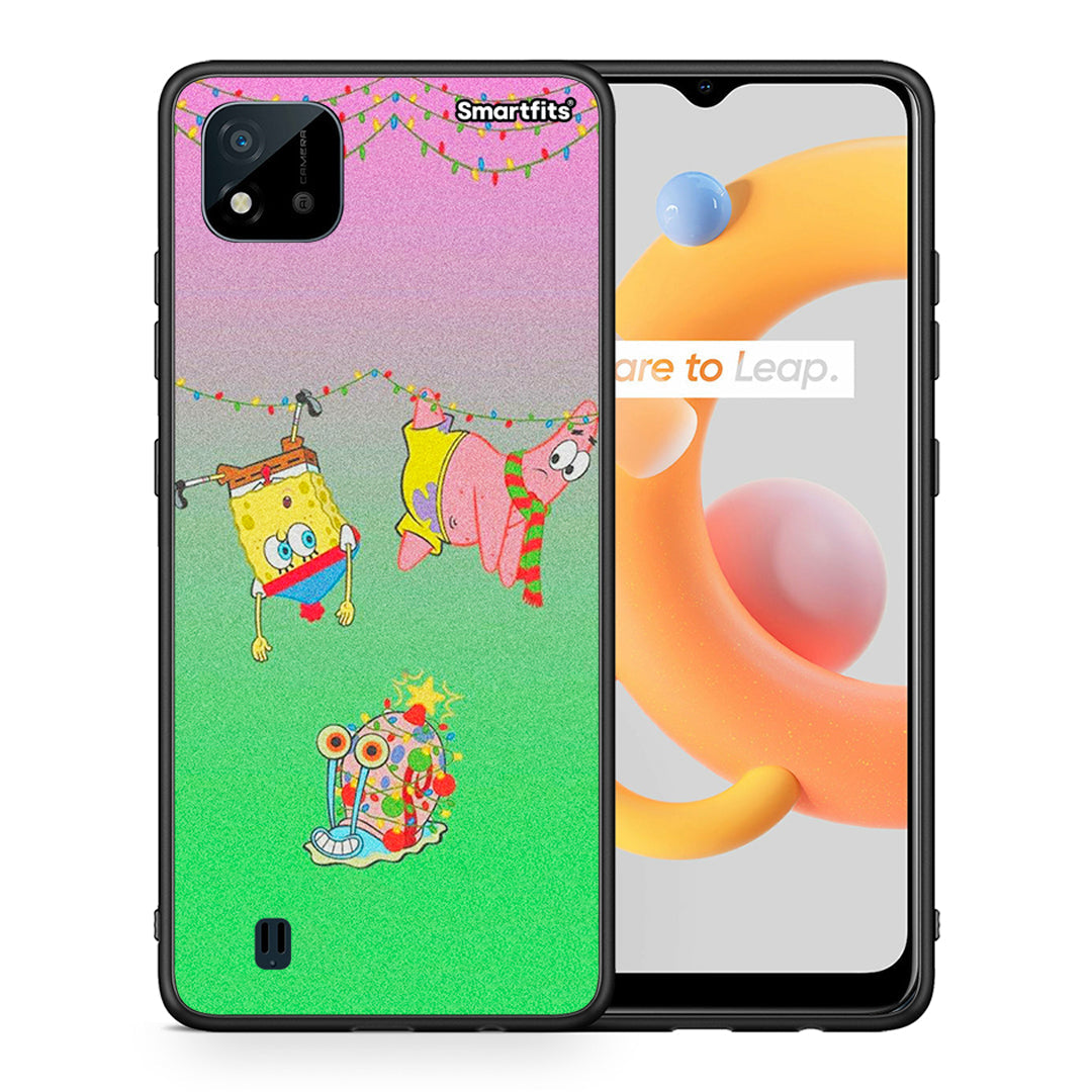 Θήκη Realme C11 2021 Xmas Lights από τη Smartfits με σχέδιο στο πίσω μέρος και μαύρο περίβλημα | Realme C11 2021 Xmas Lights case with colorful back and black bezels