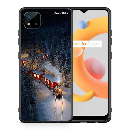Θήκη Realme C11 2021 Xmas Train από τη Smartfits με σχέδιο στο πίσω μέρος και μαύρο περίβλημα | Realme C11 2021 Xmas Train case with colorful back and black bezels