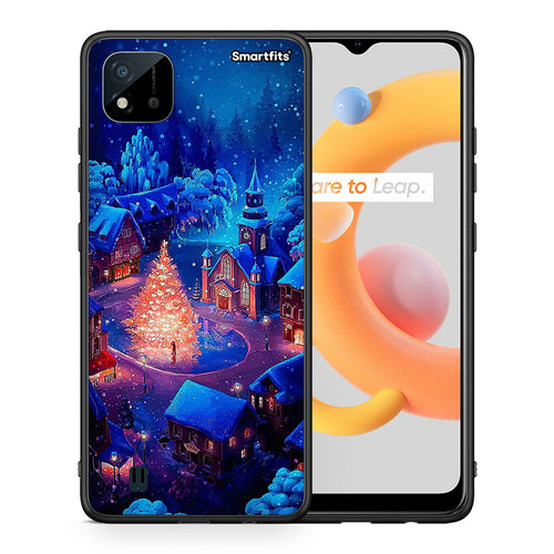 Θήκη Realme C11 2021 Xmas Village από τη Smartfits με σχέδιο στο πίσω μέρος και μαύρο περίβλημα | Realme C11 2021 Xmas Village case with colorful back and black bezels