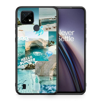 Θήκη Realme C21 Aesthetic Summer από τη Smartfits με σχέδιο στο πίσω μέρος και μαύρο περίβλημα |Realme C21 Aesthetic Summer case with colorful back and black bezels