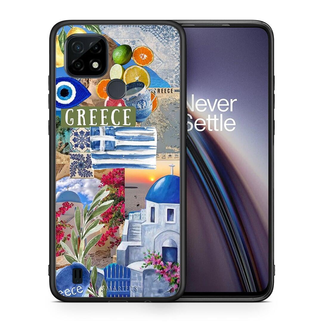 Θήκη Realme C21 All Greek από τη Smartfits με σχέδιο στο πίσω μέρος και μαύρο περίβλημα |Realme C21 All Greek case with colorful back and black bezels