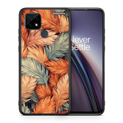 Θήκη Realme C21 Autumn Leaves από τη Smartfits με σχέδιο στο πίσω μέρος και μαύρο περίβλημα |Realme C21 Autumn Leaves case with colorful back and black bezels