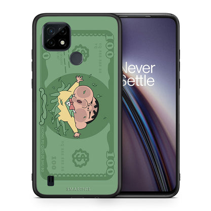 Θήκη Αγίου Βαλεντίνου Realme C21 Big Money από τη Smartfits με σχέδιο στο πίσω μέρος και μαύρο περίβλημα |Realme C21 Big Money case with colorful back and black bezels