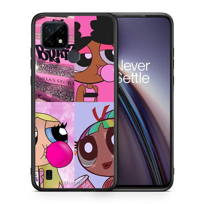 Θήκη Αγίου Βαλεντίνου Realme C21 Bubble Girls από τη Smartfits με σχέδιο στο πίσω μέρος και μαύρο περίβλημα |Realme C21 Bubble Girls case with colorful back and black bezels