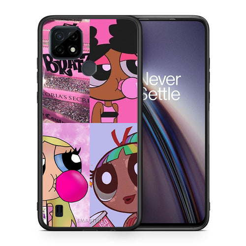 Θήκη Αγίου Βαλεντίνου Realme C21 Bubble Girls από τη Smartfits με σχέδιο στο πίσω μέρος και μαύρο περίβλημα |Realme C21 Bubble Girls case with colorful back and black bezels