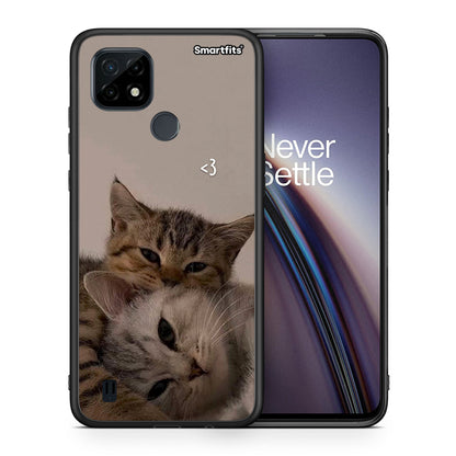 Θήκη Realme C21 Cats In Love από τη Smartfits με σχέδιο στο πίσω μέρος και μαύρο περίβλημα |Realme C21 Cats In Love case with colorful back and black bezels