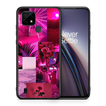 Θήκη Αγίου Βαλεντίνου Realme C21 Collage Red Roses από τη Smartfits με σχέδιο στο πίσω μέρος και μαύρο περίβλημα |Realme C21 Collage Red Roses case with colorful back and black bezels