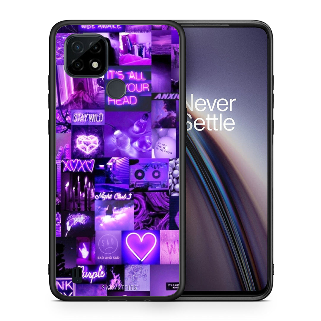 Θήκη Αγίου Βαλεντίνου Realme C21 Collage Stay Wild από τη Smartfits με σχέδιο στο πίσω μέρος και μαύρο περίβλημα |Realme C21 Collage Stay Wild case with colorful back and black bezels