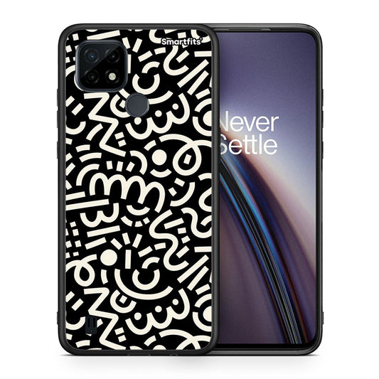 Θήκη Realme C21 Doodle Art από τη Smartfits με σχέδιο στο πίσω μέρος και μαύρο περίβλημα |Realme C21 Doodle Art case with colorful back and black bezels