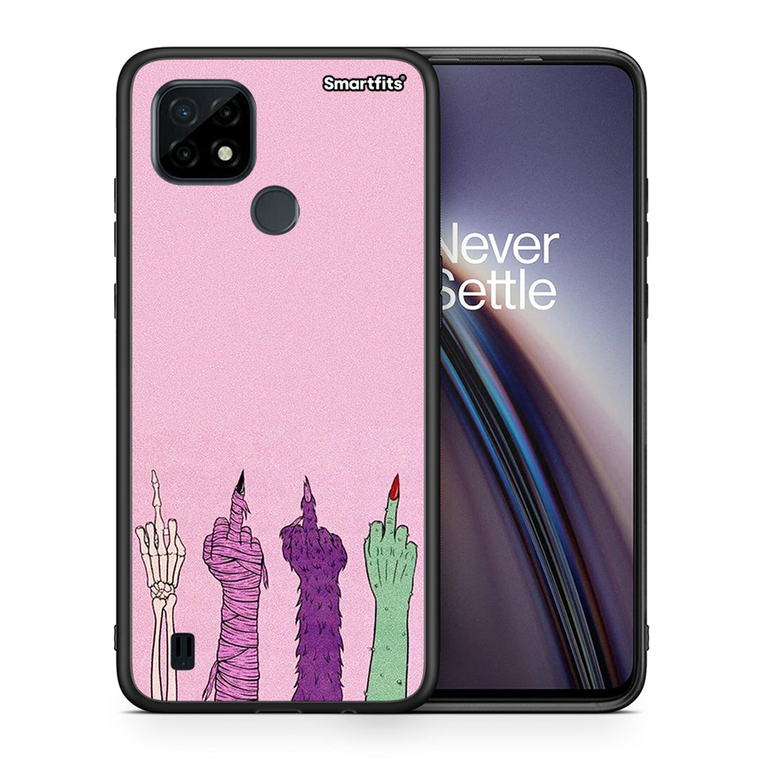 Θήκη Realme C21 Halloween Be A Lady από τη Smartfits με σχέδιο στο πίσω μέρος και μαύρο περίβλημα |Realme C21 Halloween Be A Lady case with colorful back and black bezels