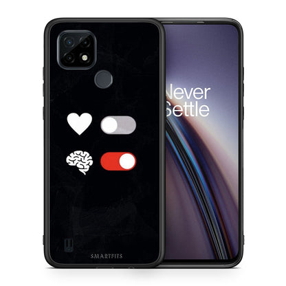 Θήκη Αγίου Βαλεντίνου Realme C21 Heart Vs Brain από τη Smartfits με σχέδιο στο πίσω μέρος και μαύρο περίβλημα |Realme C21 Heart Vs Brain case with colorful back and black bezels