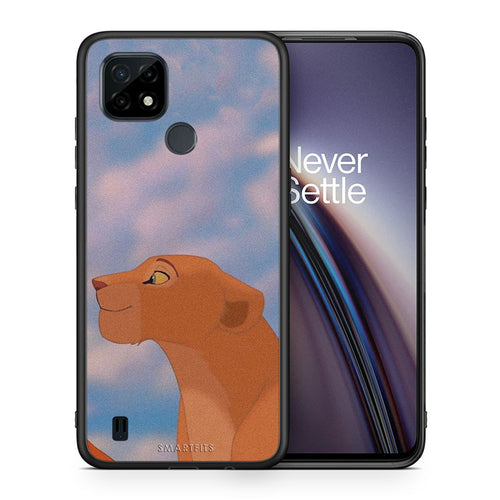 Θήκη Αγίου Βαλεντίνου Realme C21 Lion Love 2 από τη Smartfits με σχέδιο στο πίσω μέρος και μαύρο περίβλημα |Realme C21 Lion Love 2 case with colorful back and black bezels