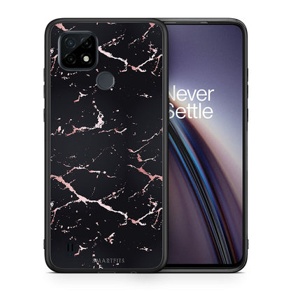 Marble Black Rosegold - Realme C21 θήκη