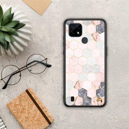 Marble Hexagon Pink - Realme C21 θήκη
