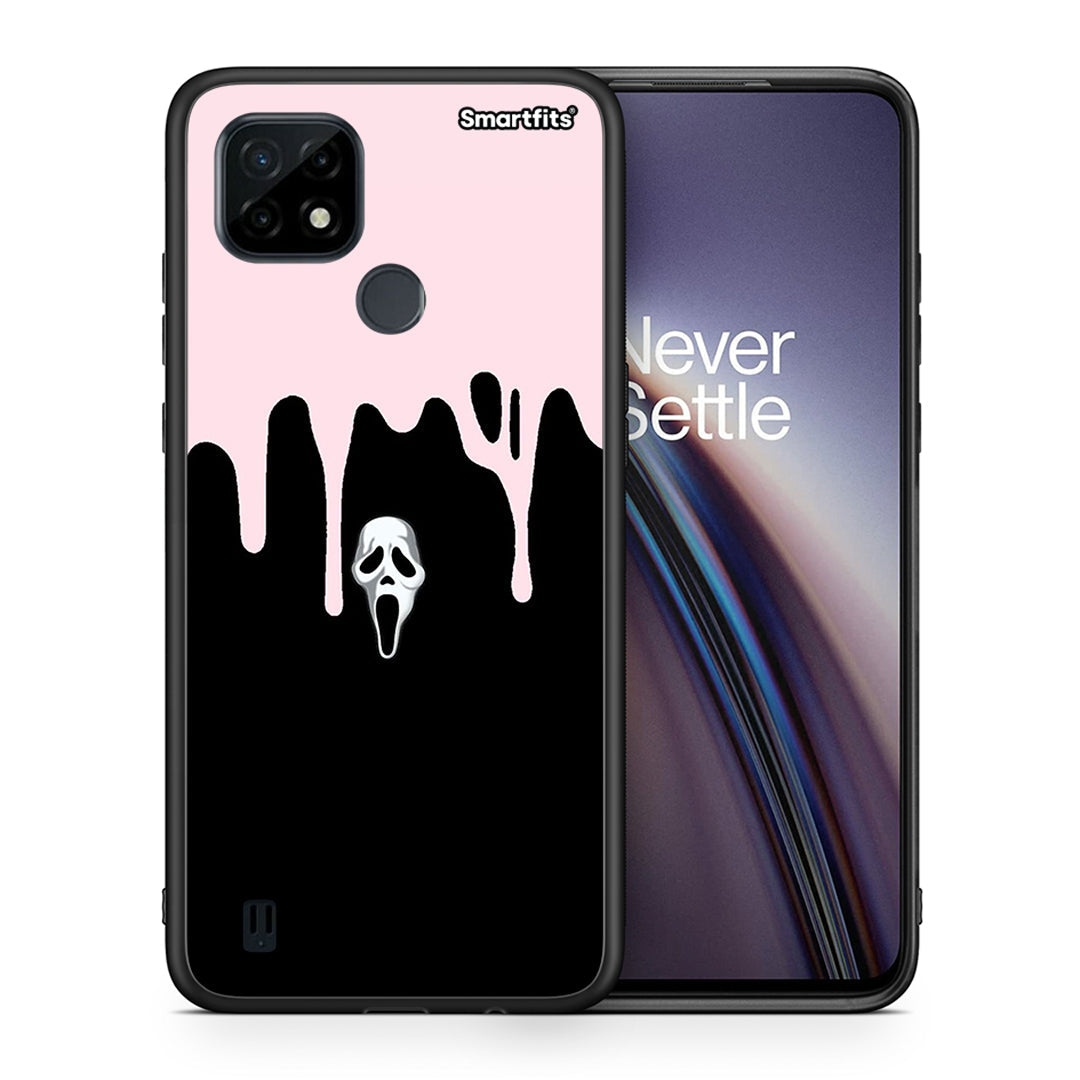 Θήκη Realme C21 Melting Halloween Mask από τη Smartfits με σχέδιο στο πίσω μέρος και μαύρο περίβλημα |Realme C21 Melting Halloween Mask case with colorful back and black bezels