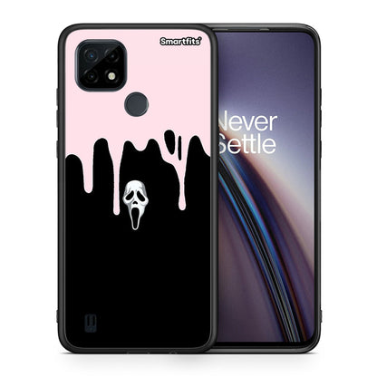 Θήκη Realme C21 Melting Halloween Mask από τη Smartfits με σχέδιο στο πίσω μέρος και μαύρο περίβλημα |Realme C21 Melting Halloween Mask case with colorful back and black bezels