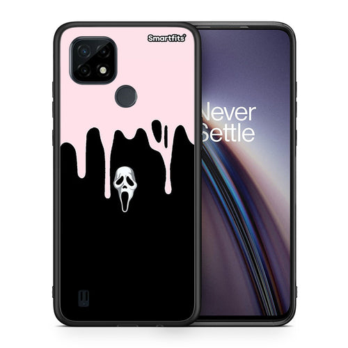 Θήκη Realme C21 Melting Halloween Mask από τη Smartfits με σχέδιο στο πίσω μέρος και μαύρο περίβλημα |Realme C21 Melting Halloween Mask case with colorful back and black bezels