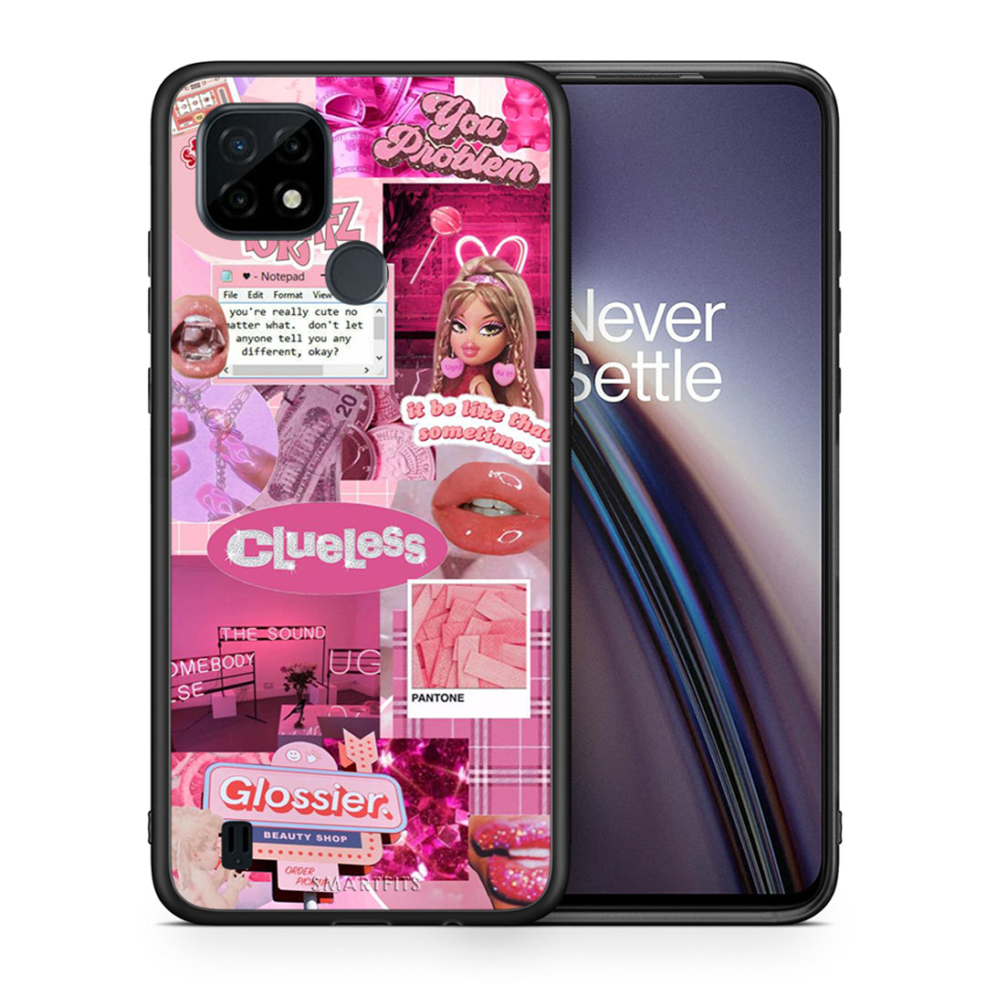Θήκη Αγίου Βαλεντίνου Realme C21 Pink Love από τη Smartfits με σχέδιο στο πίσω μέρος και μαύρο περίβλημα |Realme C21 Pink Love case with colorful back and black bezels
