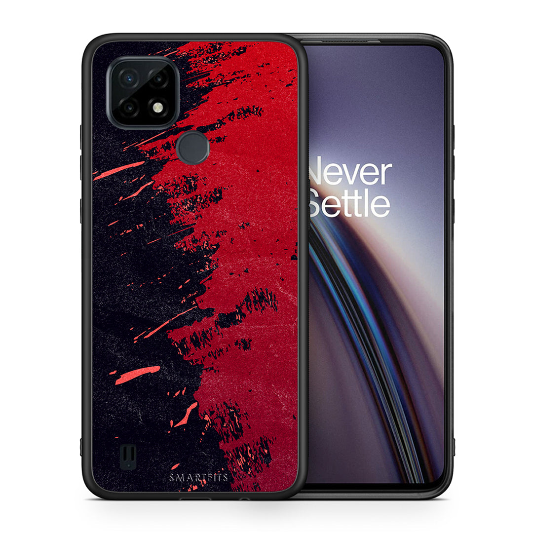 Θήκη Αγίου Βαλεντίνου Realme C21 Red Paint από τη Smartfits με σχέδιο στο πίσω μέρος και μαύρο περίβλημα |Realme C21 Red Paint case with colorful back and black bezels