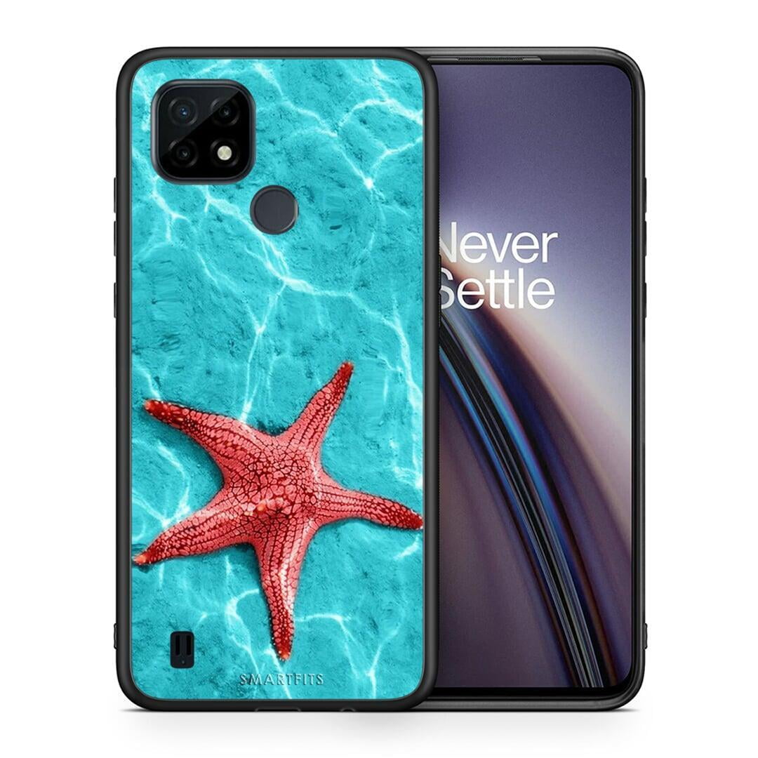 Θήκη Realme C21 Red Starfish από τη Smartfits με σχέδιο στο πίσω μέρος και μαύρο περίβλημα |Realme C21 Red Starfish case with colorful back and black bezels