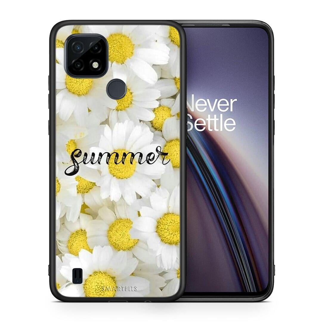 Θήκη Realme C21 Summer Daisies από τη Smartfits με σχέδιο στο πίσω μέρος και μαύρο περίβλημα |Realme C21 Summer Daisies case with colorful back and black bezels