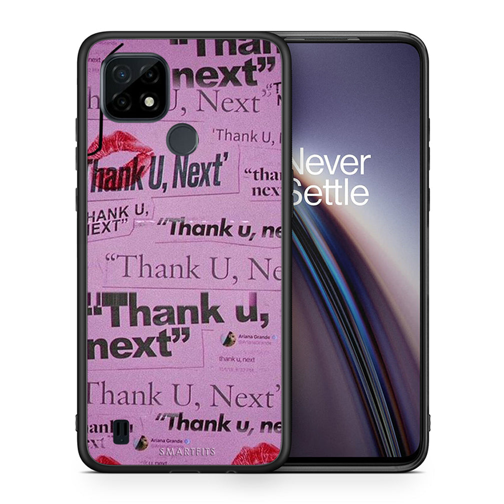 Θήκη Αγίου Βαλεντίνου Realme C21 Thank You Next από τη Smartfits με σχέδιο στο πίσω μέρος και μαύρο περίβλημα |Realme C21 Thank You Next case with colorful back and black bezels