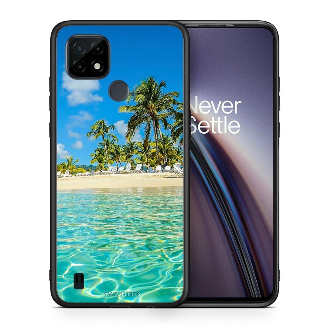 Θήκη Realme C21 Tropical Vibes από τη Smartfits με σχέδιο στο πίσω μέρος και μαύρο περίβλημα |Realme C21 Tropical Vibes case with colorful back and black bezels