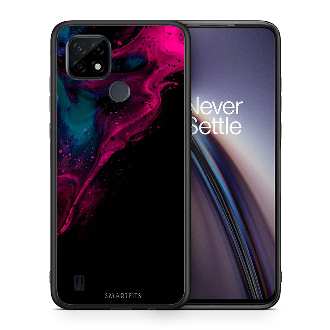 Watercolor Pink Black - Realme C21 θήκη