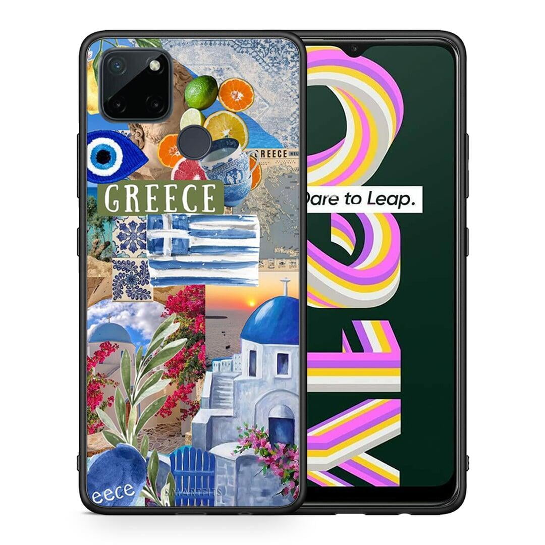 Θήκη Realme C21Y / C25Y / 7i (Global) All Greek από τη Smartfits με σχέδιο στο πίσω μέρος και μαύρο περίβλημα | Realme C21Y / C25Y / 7i (Global) All Greek case with colorful back and black bezels