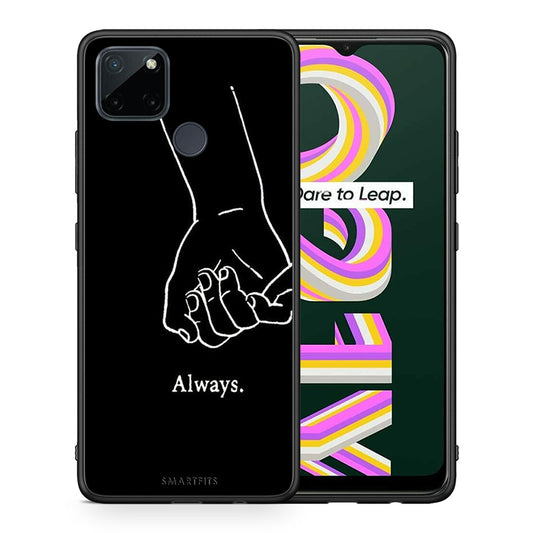 Θήκη Αγίου Βαλεντίνου Realme C21Y / C25Y / 7i (Global) Always & Forever 1 από τη Smartfits με σχέδιο στο πίσω μέρος και μαύρο περίβλημα | Realme C21Y / C25Y / 7i (Global) Always & Forever 1 case with colorful back and black bezels