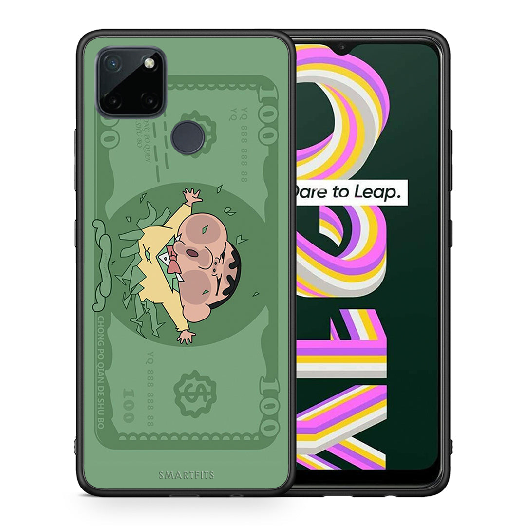 Θήκη Αγίου Βαλεντίνου Realme C21Y / C25Y / 7i (Global) Big Money από τη Smartfits με σχέδιο στο πίσω μέρος και μαύρο περίβλημα | Realme C21Y / C25Y / 7i (Global) Big Money case with colorful back and black bezels