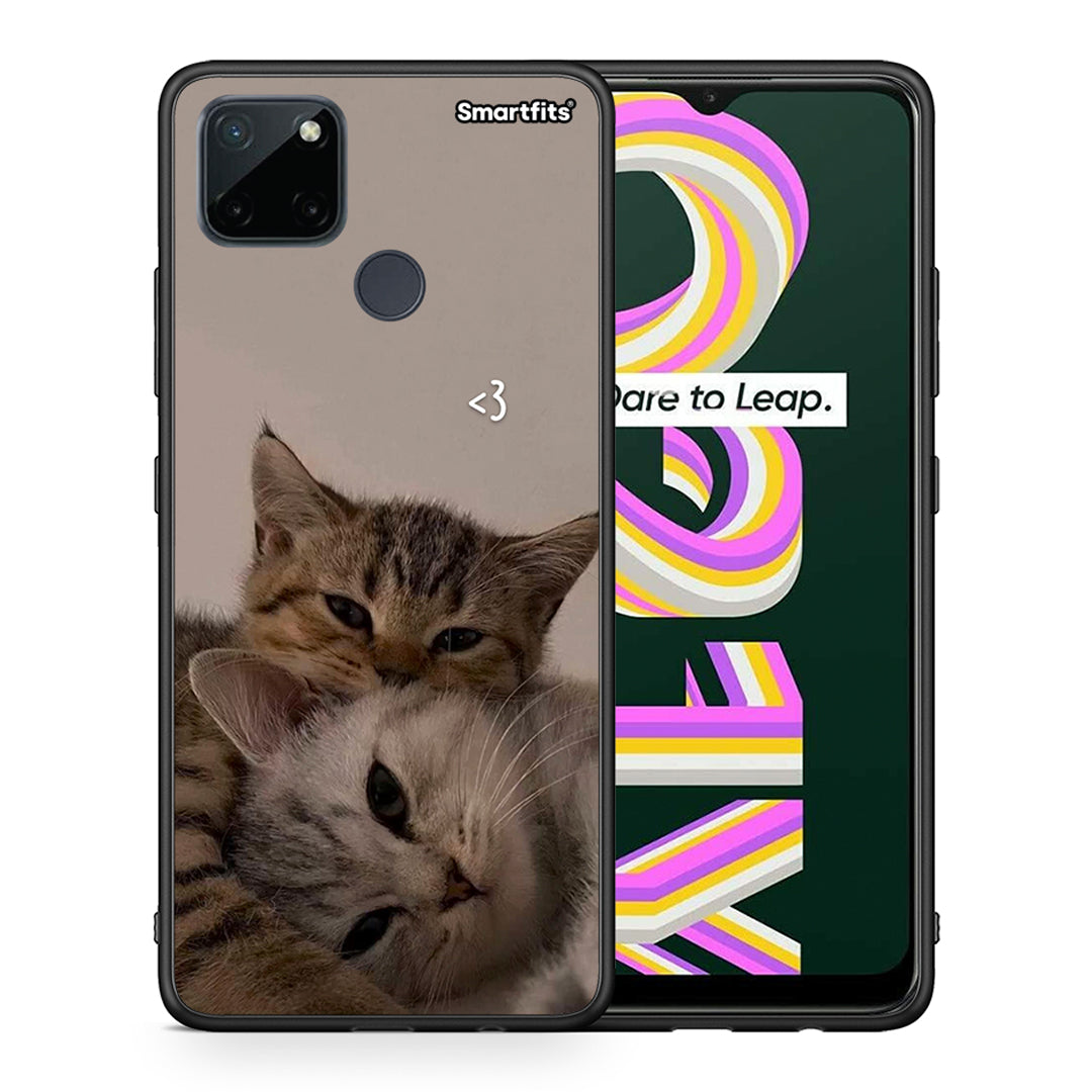 Θήκη Realme C21Y / C25Y / 7i (Global) Cats In Love από τη Smartfits με σχέδιο στο πίσω μέρος και μαύρο περίβλημα | Realme C21Y / C25Y / 7i (Global) Cats In Love case with colorful back and black bezels