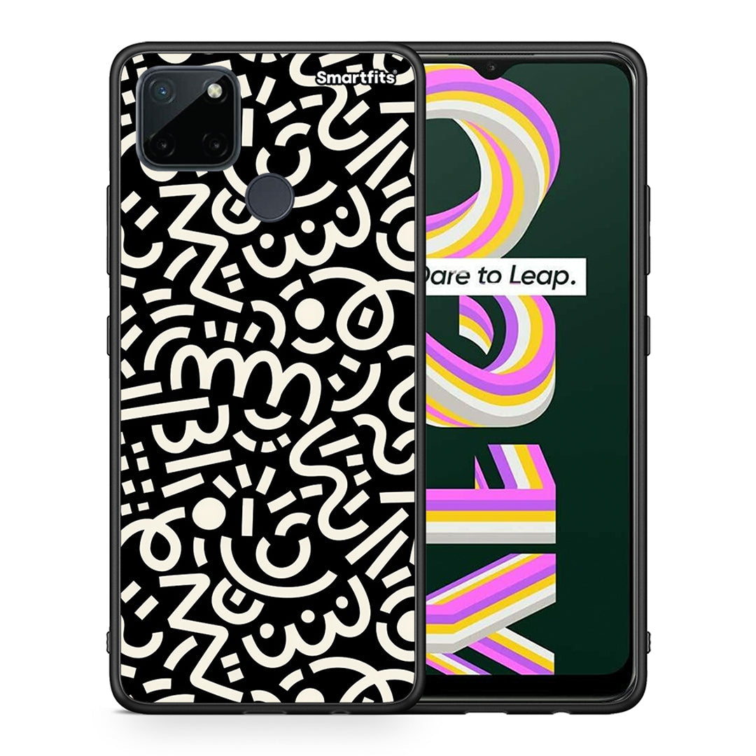 Θήκη Realme C21Y / C25Y / 7i (Global) Doodle Art από τη Smartfits με σχέδιο στο πίσω μέρος και μαύρο περίβλημα | Realme C21Y / C25Y / 7i (Global) Doodle Art case with colorful back and black bezels