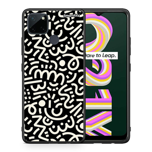 Θήκη Realme C21Y / C25Y / 7i (Global) Doodle Art από τη Smartfits με σχέδιο στο πίσω μέρος και μαύρο περίβλημα | Realme C21Y / C25Y / 7i (Global) Doodle Art case with colorful back and black bezels