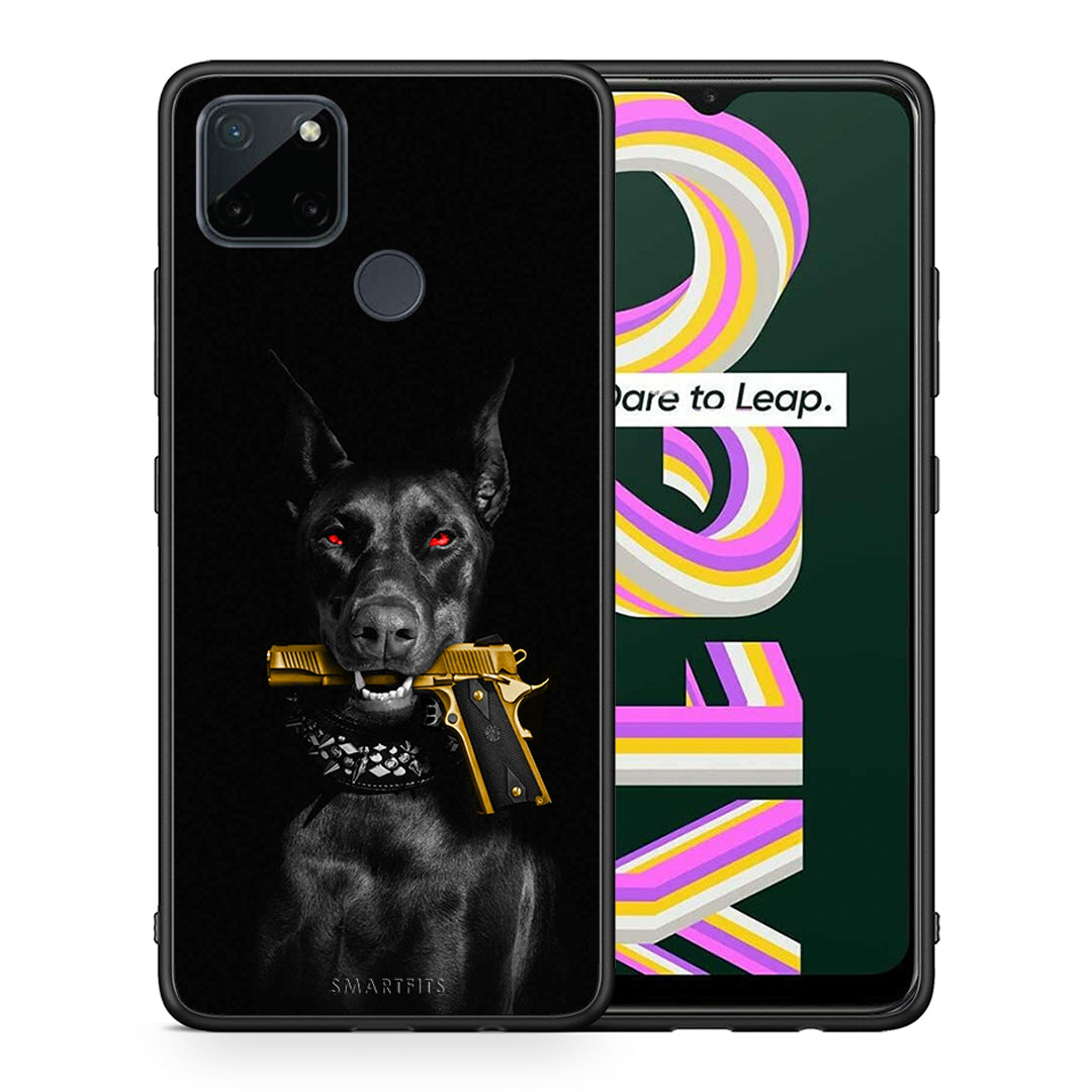 Θήκη Αγίου Βαλεντίνου Realme C21Y / C25Y / 7i (Global) Golden Gun από τη Smartfits με σχέδιο στο πίσω μέρος και μαύρο περίβλημα | Realme C21Y / C25Y / 7i (Global) Golden Gun case with colorful back and black bezels