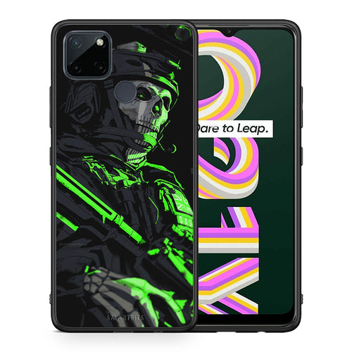Θήκη Αγίου Βαλεντίνου Realme C21Y / C25Y / 7i (Global) Green Soldier από τη Smartfits με σχέδιο στο πίσω μέρος και μαύρο περίβλημα | Realme C21Y / C25Y / 7i (Global) Green Soldier case with colorful back and black bezels