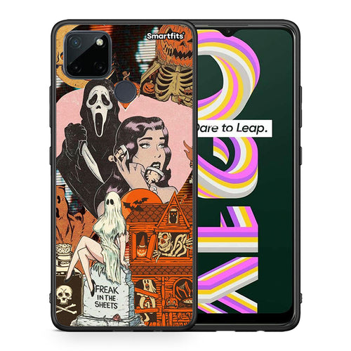 Θήκη Realme C21Y / C25Y / 7i (Global) Halloween Collage από τη Smartfits με σχέδιο στο πίσω μέρος και μαύρο περίβλημα | Realme C21Y / C25Y / 7i (Global) Halloween Collage case with colorful back and black bezels