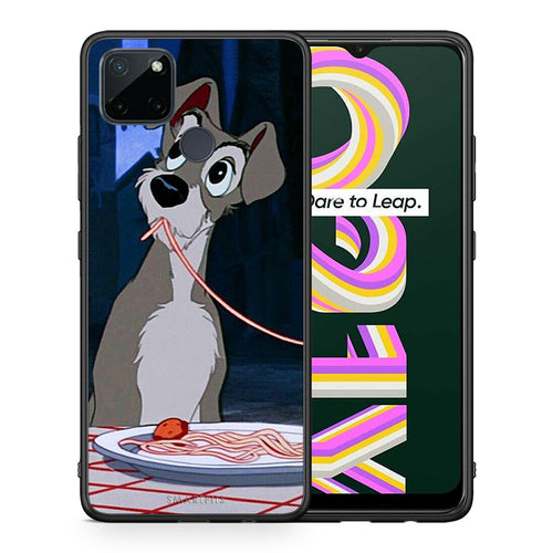 Θήκη Αγίου Βαλεντίνου Realme C21Y / C25Y / 7i (Global) Lady And Tramp 1 από τη Smartfits με σχέδιο στο πίσω μέρος και μαύρο περίβλημα | Realme C21Y / C25Y / 7i (Global) Lady And Tramp 1 case with colorful back and black bezels