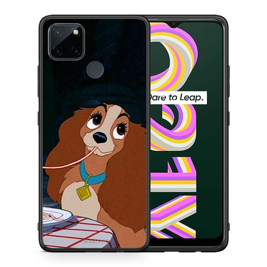 Θήκη Αγίου Βαλεντίνου Realme C21Y / C25Y / 7i (Global) Lady And Tramp 2 από τη Smartfits με σχέδιο στο πίσω μέρος και μαύρο περίβλημα | Realme C21Y / C25Y / 7i (Global) Lady And Tramp 2 case with colorful back and black bezels