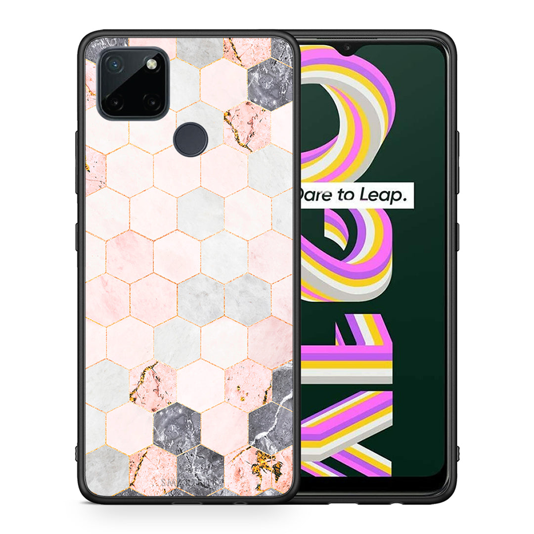 Marble Hexagon Pink - Realme C21Y / C25Y / 7i (Global) θήκη