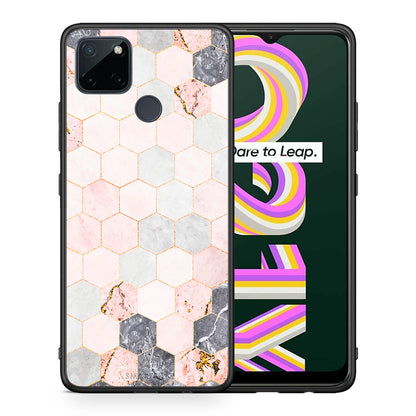 Marble Hexagon Pink - Realme C21Y / C25Y / 7i (Global) θήκη